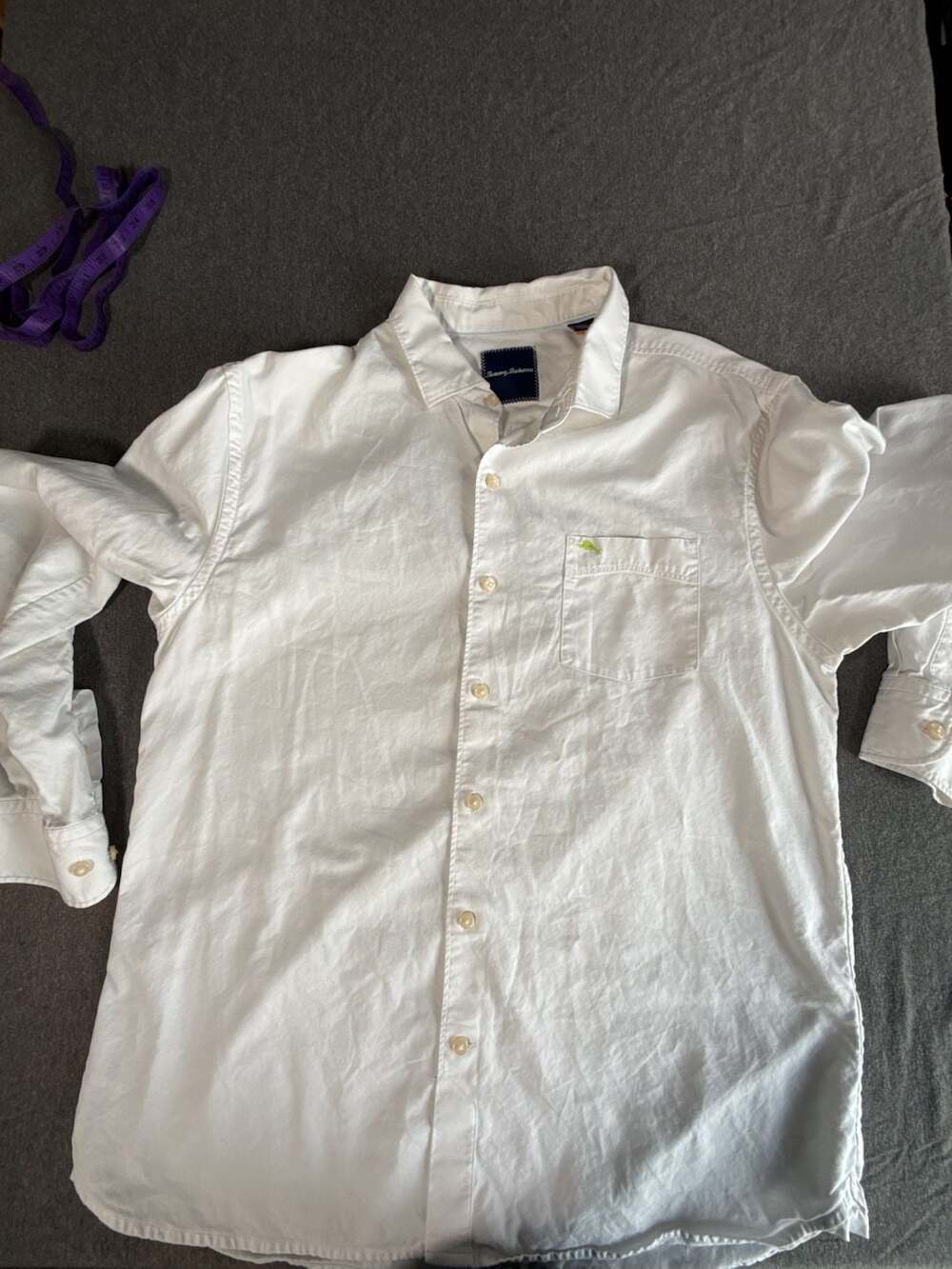 Tommy Bahama White Cotton-Silk Long Sleeve Button-Down Shirt Mens Size L